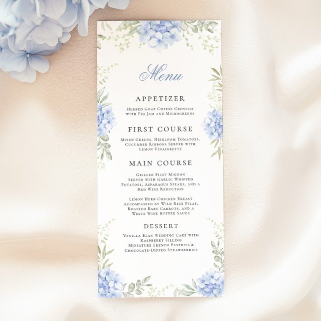 Hydrangea Watercolor Floral Wedding Menu (Creator Uploaded)