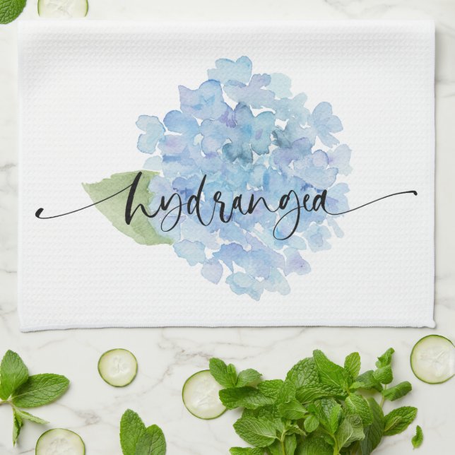 Hydrangea watercolor Kitchen Towel (Folded)