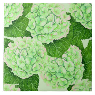 Hydrangea watercolor pattern ceramic tile