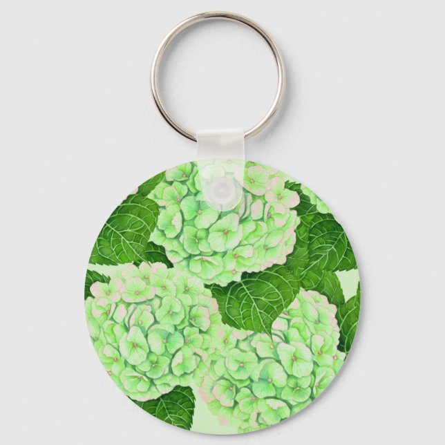 Hydrangea watercolor pattern key ring (Front)