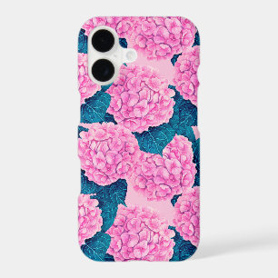 Hydrangea watercolor pattern, pink and blue