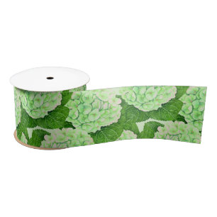 Hydrangea watercolor pattern satin ribbon