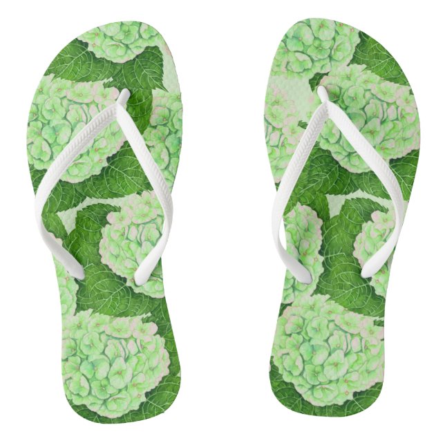 Hydrangea watercolor pattern thongs (Footbed)