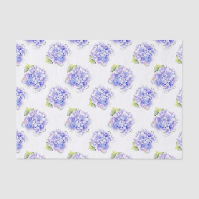 Hydrangea Watercolor Pattern Tissue Paper (Front)