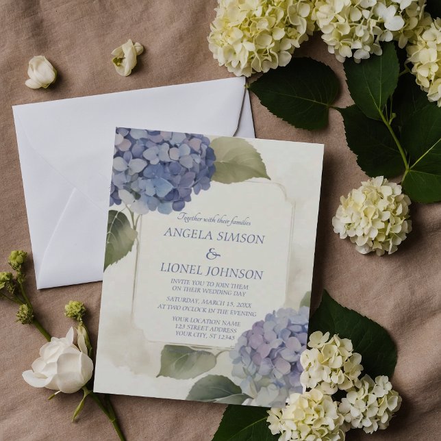 Hydrangea Watercolor Soft Blue Colours Invitation (Creator Uploaded)