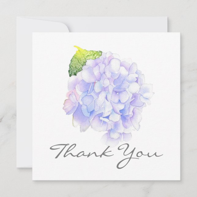 Hydrangea Watercolor Vignette Thank You Card (Front)