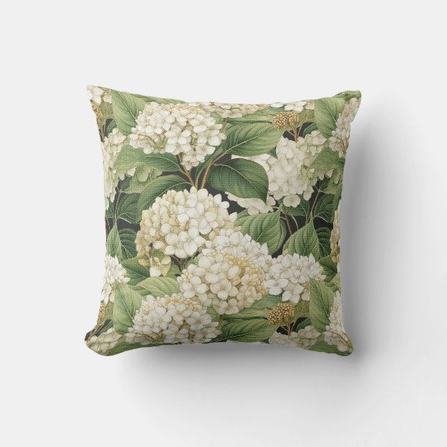 Hydrangea watercolour floral Boho retro flowers Cushion (Front)