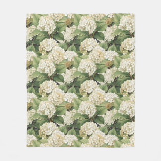 Hydrangea watercolour floral Boho retro flowers Fleece Blanket