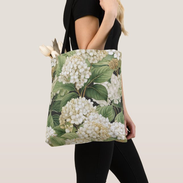 Hydrangea watercolour floral Boho retro flowers Tote Bag (Close Up)