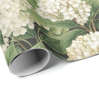 Hydrangea watercolour floral Boho retro flowers Wrapping Paper