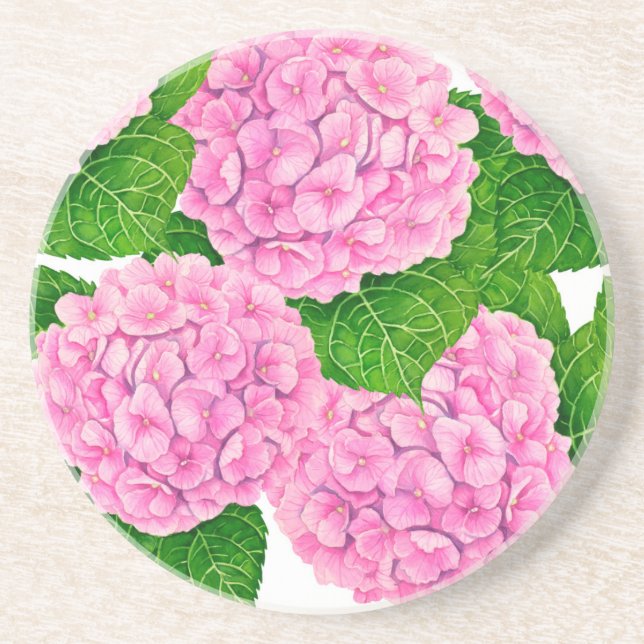 Hydrangea waterolor pattern coaster (Front)