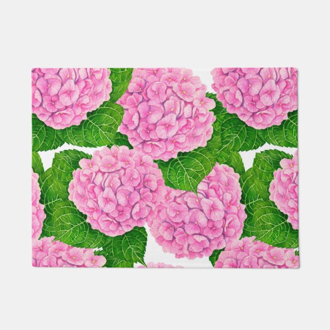 Hydrangea waterolor pattern doormat (Front)