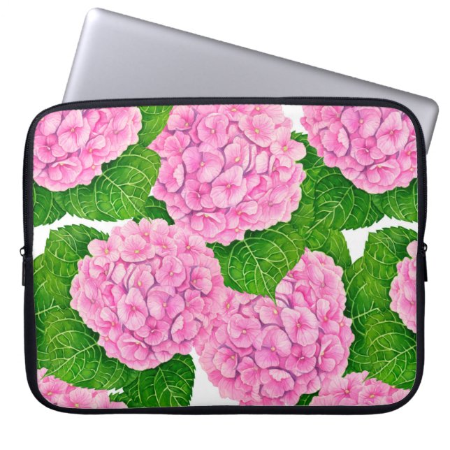 Hydrangea waterolor pattern laptop sleeve (Front)