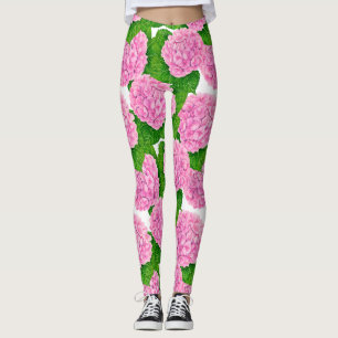 Hydrangea waterolor pattern leggings