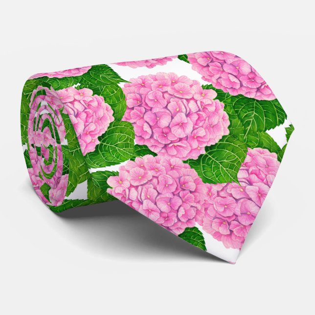 Hydrangea waterolor pattern neck tie (Rolled)
