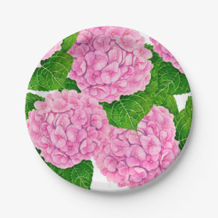 Hydrangea waterolor pattern paper plate