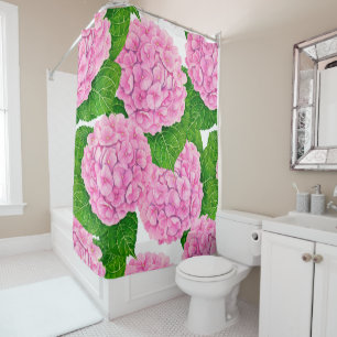 Hydrangea waterolor pattern shower curtain