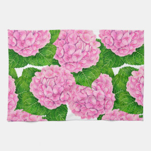 Hydrangea waterolor pattern tea towel