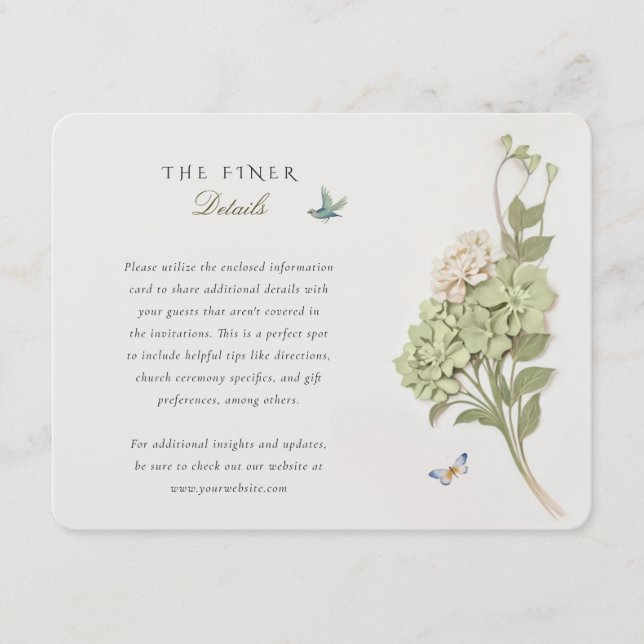 Hydrangea Wedding Information Card Vintage (Front)