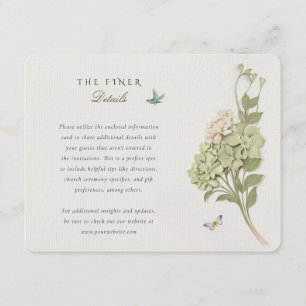 Hydrangea Wedding Information Card Vintage