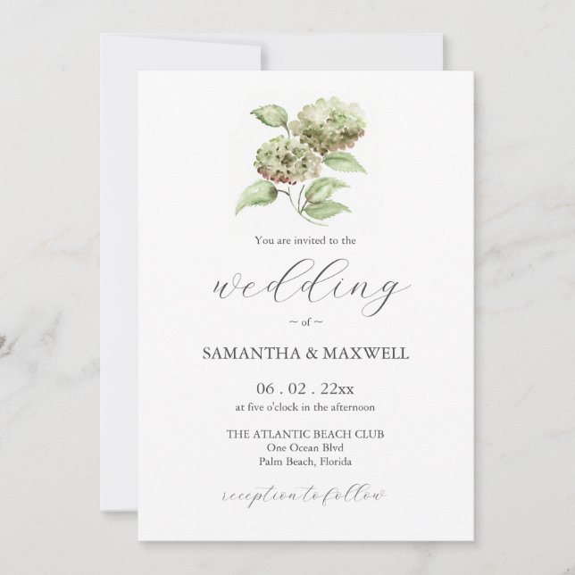 Hydrangea Wedding Invitation Invitations (Front)