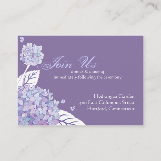 Hydrangea Wedding Reception Enclosure Card (Front)