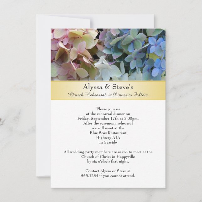 Hydrangea Wedding Rehearsal Dinner Invitation (Front)