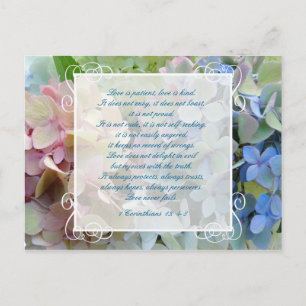 Hydrangea Wedding Save the Date Postcard Scripture