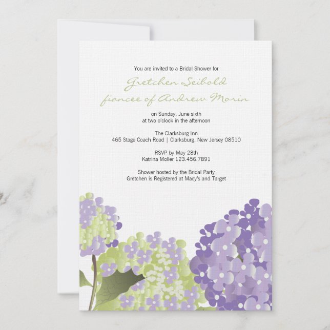 Hydrangea Wedding Shower Invitation (Front)
