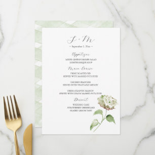 Hydrangea Wedding Table Decor Menu