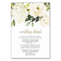 Hydrangea White Gold Floral Wedding Enclosure Card