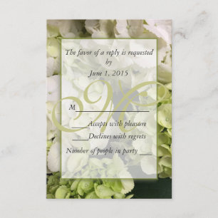 Hydrangea White Green Wedding Suite RSVP Card