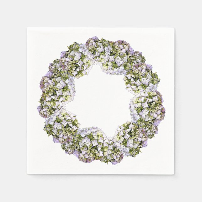 Hydrangea Wreath Napkin (Front)