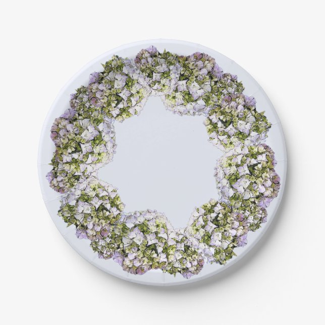 Hydrangea Wreath Paper Plate (Front)