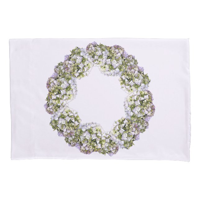 Hydrangea Wreath Pillowcase (Front)