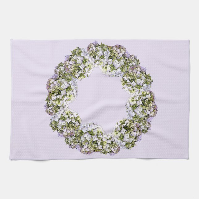 Hydrangea Wreath Tea Towel (Horizontal)