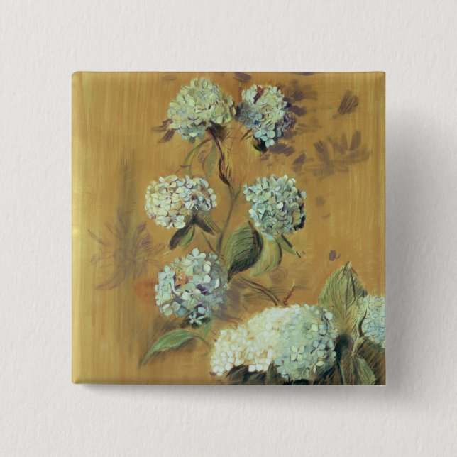 Hydrangeas 15 Cm Square Badge (Front)
