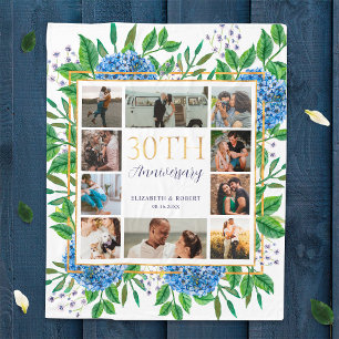 Hydrangeas 30th Anniversary Custom Photo Collage Fleece Blanket
