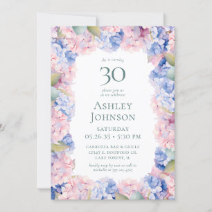 Hydrangeas 30th Birthday Party Invitation