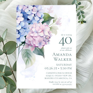  Hydrangeas 40th Birthday Party Invitation
