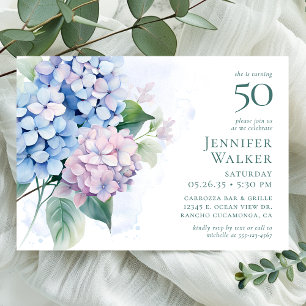 Hydrangeas 50th Birthday Party Invitation