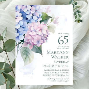 Hydrangeas 65th Birthday Party Invitation