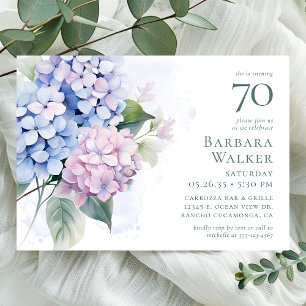 Hydrangeas 70th Birthday Party Invitation