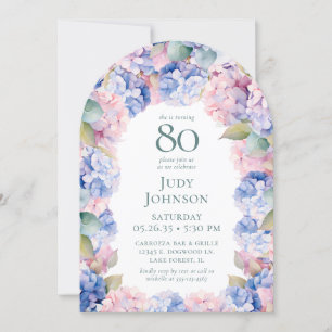 Hydrangeas 80th Birthday Party Invitation