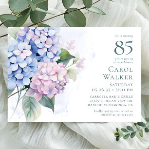 Hydrangeas 85th Birthday Party Invitation