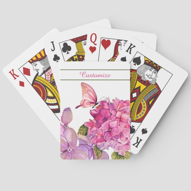 Hydrangeas and Butterfly Classic Playing Cards (Back)
