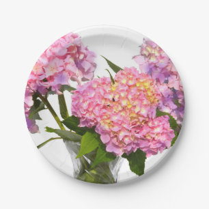 Hydrangeas and crystal paper plate