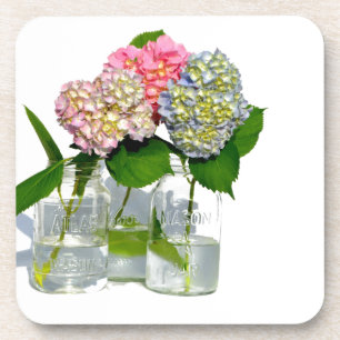 hydrangeas and mason jar coaster