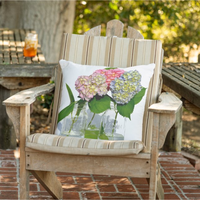 Hydrangeas and Mason jar Cushion (Chair)