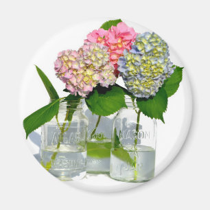 hydrangeas and mason jar magnet